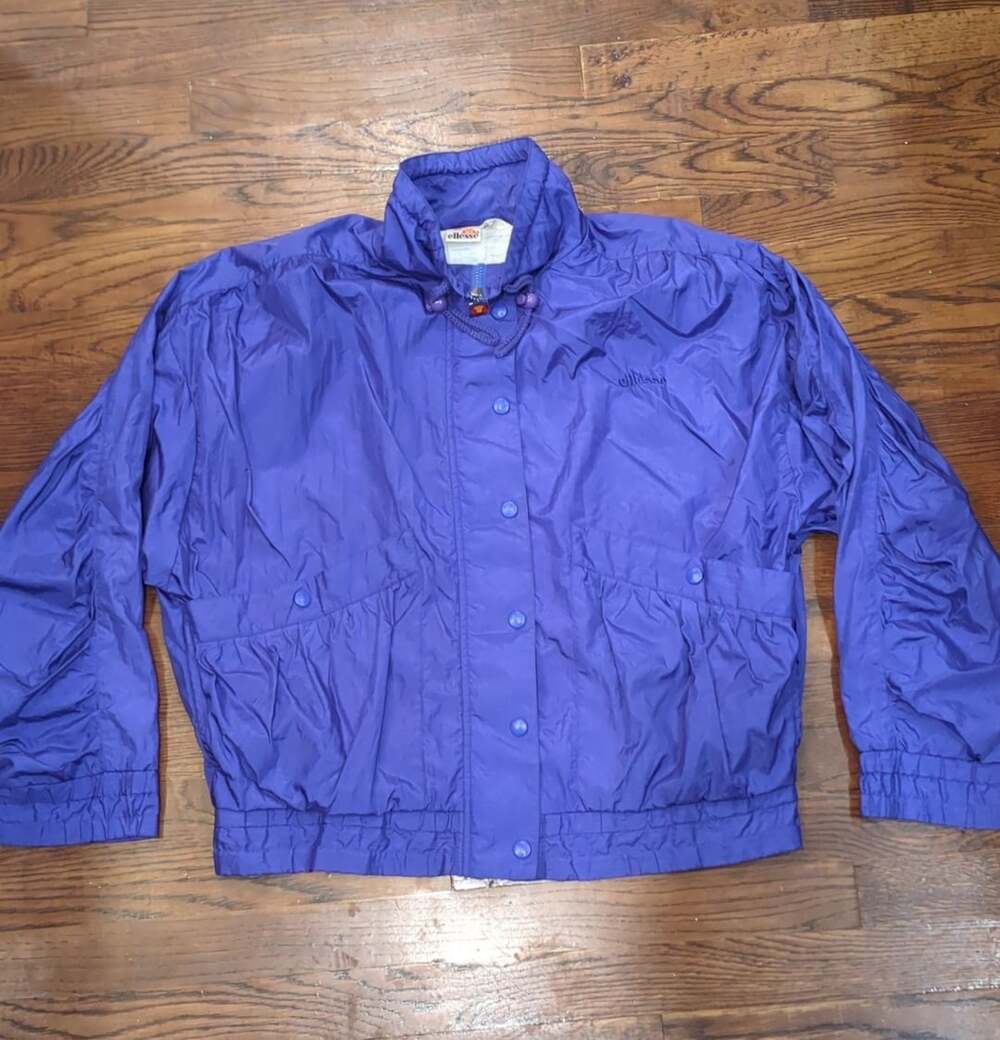 Ellesse Vintage Nylon Windbreaker Jacket Size M Purple Full Zip